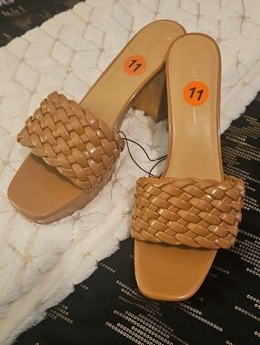 Rachel Zoe Woven Slide Mules - Camel Tan